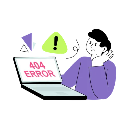 Man Facing Error 404  Illustration