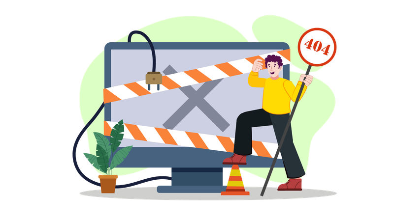 Man facing Error 404  Illustration