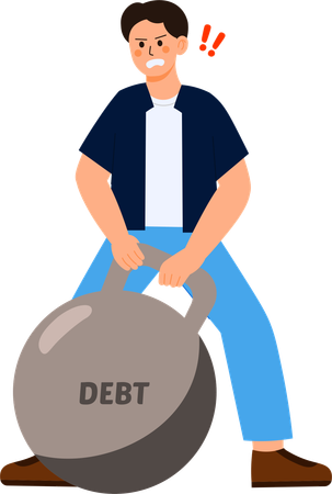 Man facing financial debts  Illustration