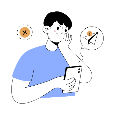 Man facing message sending error  Illustration