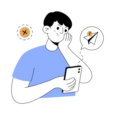 Man facing message sending error  Illustration