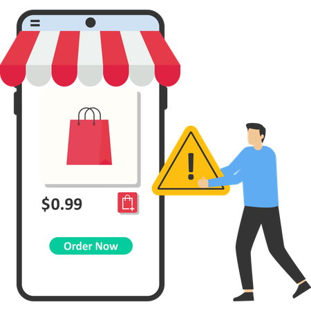 Man facing online shopping app error  Illustration