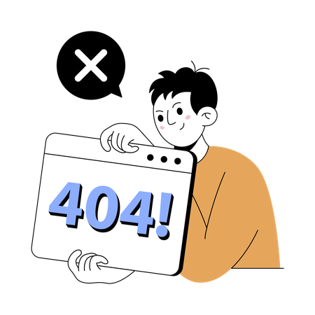 Man facing page not found error  Illustration