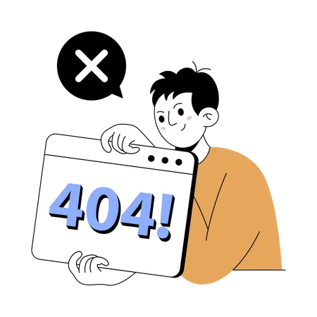 Man facing page not found error  Illustration