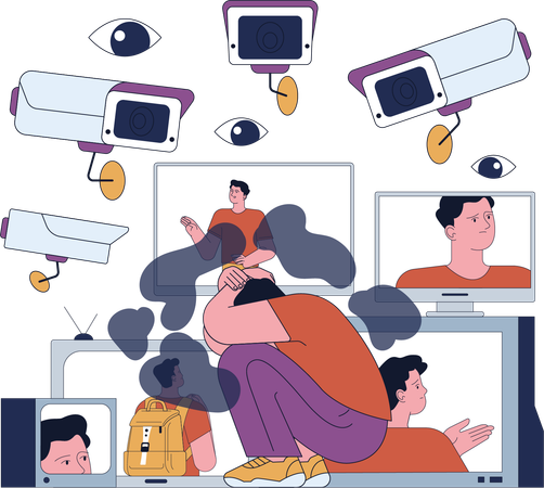 Man facing panic attacks  Illustration
