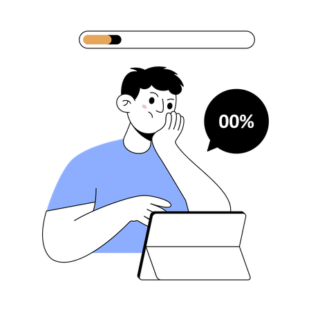 Man facing slow loading error  Illustration