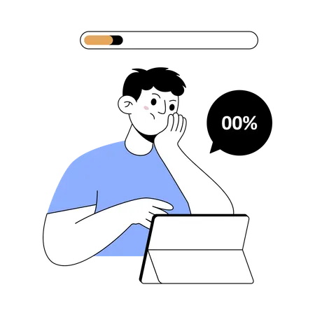 Man facing slow loading error  Illustration