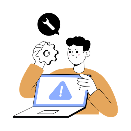 Man facing technical error  Illustration