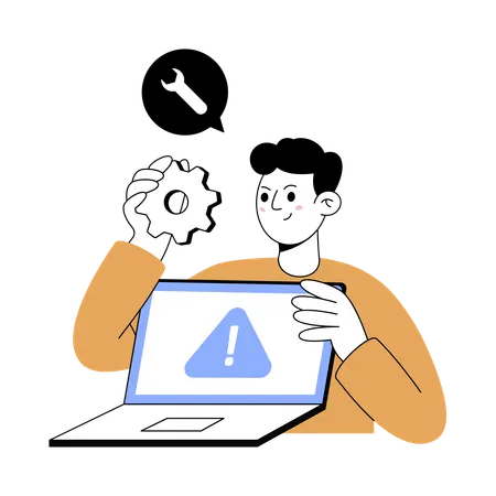 Man facing technical error  Illustration