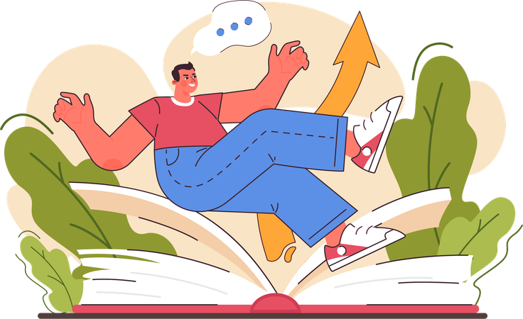 Man fall down on book  Illustration