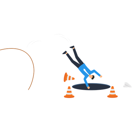 Man Falling into Hole  Illustration