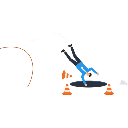 Man Falling into Hole  Illustration
