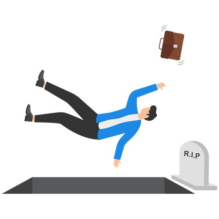 Man falling into the tomb  イラスト