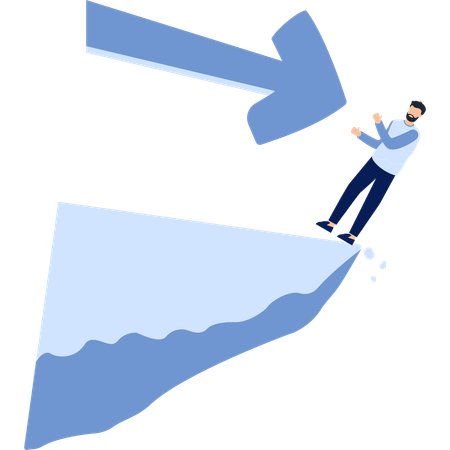 Man Falling Off Cliff with Arrow  Illustration