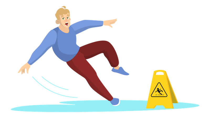 Man falling on slippery surface  Illustration