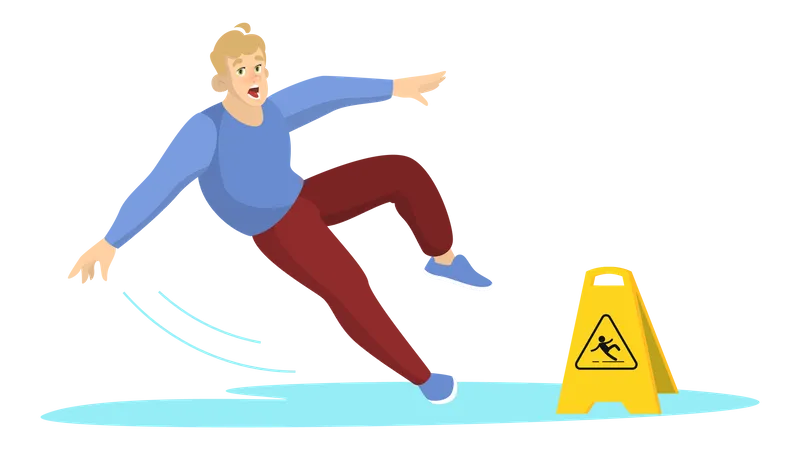 Man falling on slippery surface  Illustration