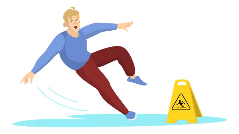 Man falling on slippery surface  Illustration