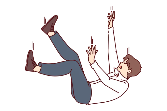 Falling Man In Business Attire Symbolizing Failure Or Bankruptcy Associated With Being Fired Falling Guy Flies Down And Screams Due To Career Problems And Troubles Related To Financial Crisis Illustration