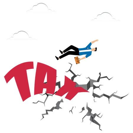 Man Falls From Tax  Illustration