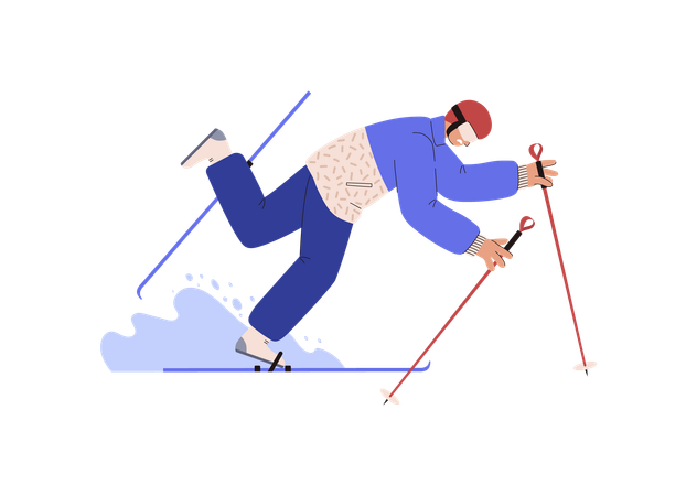 Man falls off skis  일러스트레이션