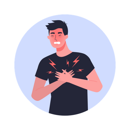 Man feel chest pain  Illustration