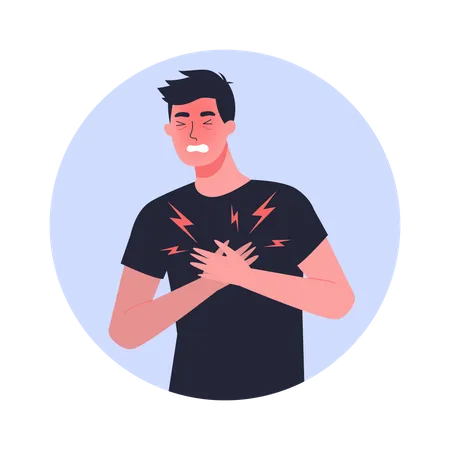 Man feel chest pain  Illustration