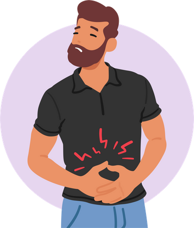 Man Feel stomach Pain  Illustration