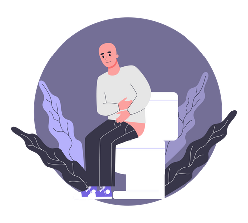 Man feeling constipation due to chemotherapy  Illustration