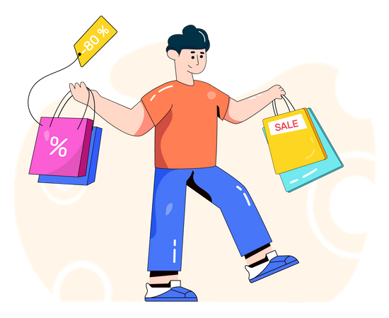 Man feeling good after shopping  Illustration