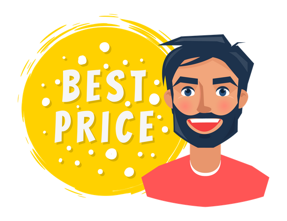Man feeling happy by discount  Illustration