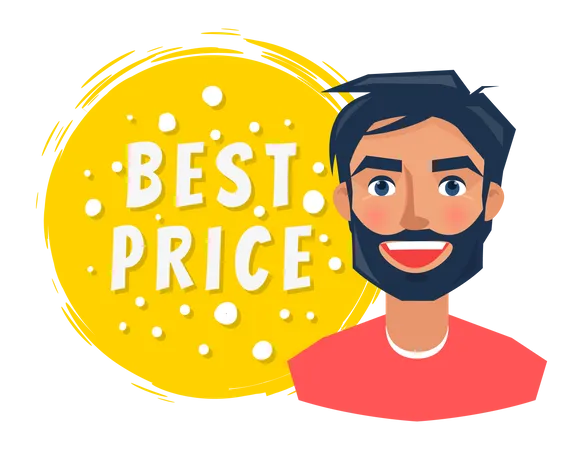 Man feeling happy by discount  Illustration