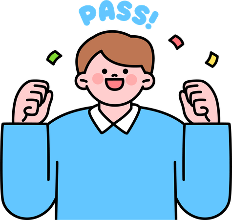 Man feeling happy for pass in exam  Illustration