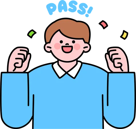 Man feeling happy for pass in exam  Illustration