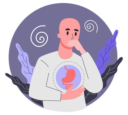 Man feeling nausea due to chemotherapy  Illustration