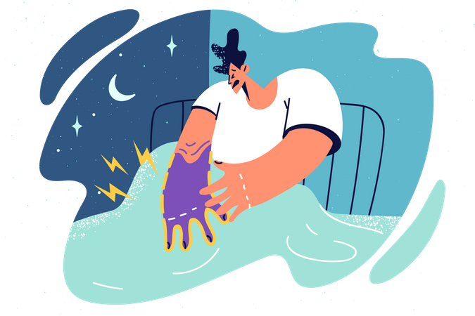 Man feeling pain in hand  Illustration