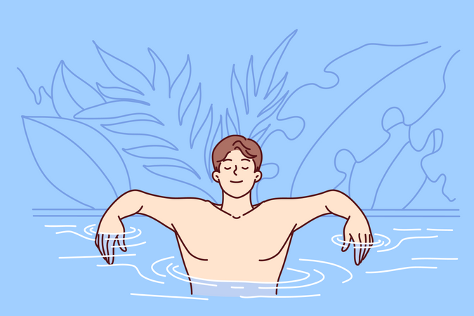 Man feeling relax in swimming pool  Illustration