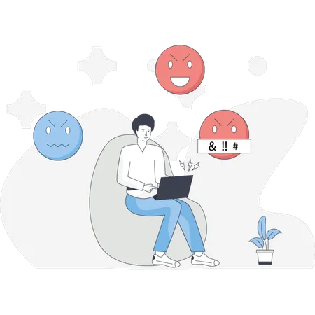 Man  feeling sad after getting social media hate  Illustration