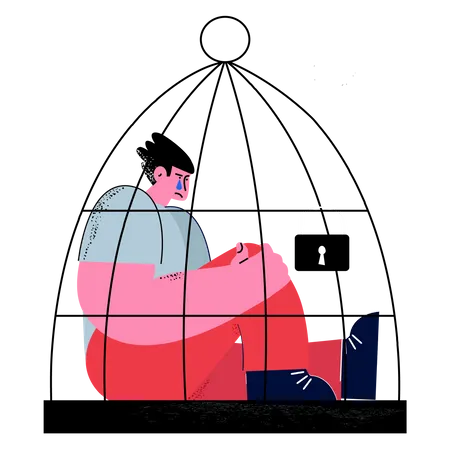 Man feeling sad by lockdown  Illustration
