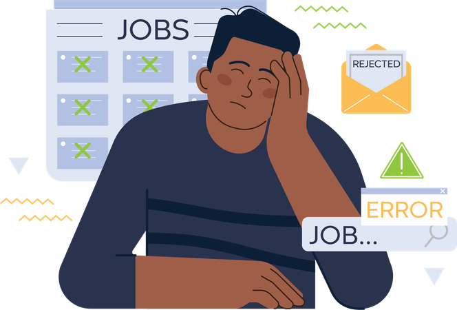 Man feeling sad for job rejection  Illustration