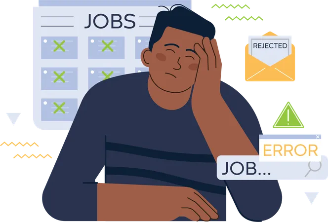 Man feeling sad for job rejection  Illustration