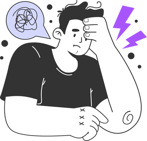 Man feeling sad with social problem of occupancy  Illustration