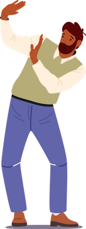 Man feeling scared from something  イラスト