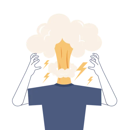 Stress Concept Depression And Fear Emotional Frustration Mental Disorder And Pressure Suffering From Anxiety And Pressure Explosion As A Mental Breakdown Flat Vector Illustration Illustration
