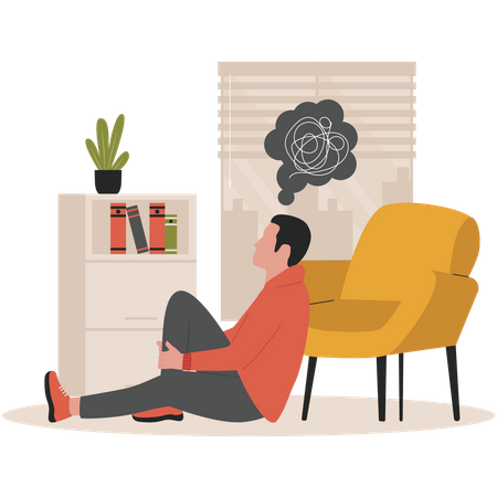 Man feeling Stress and anxiety  Illustration