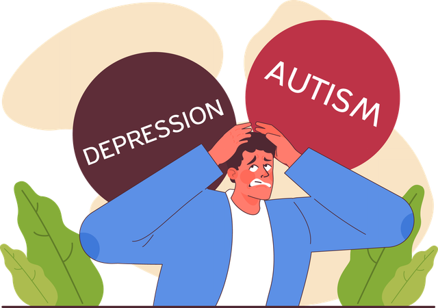 Man feeling stress for autism  Illustration