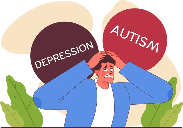 Man feeling stress for autism  Illustration