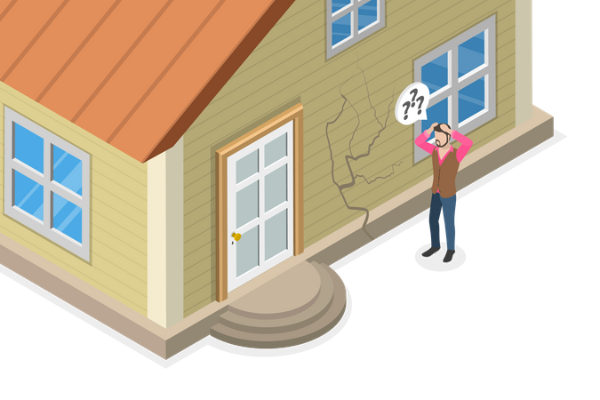 Man feeling stress for Crack In Wall  Illustration