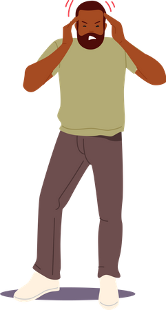 Man feeling strong headache  イラスト