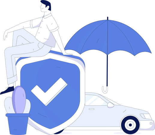 Man feels secure with insurance  Illustration