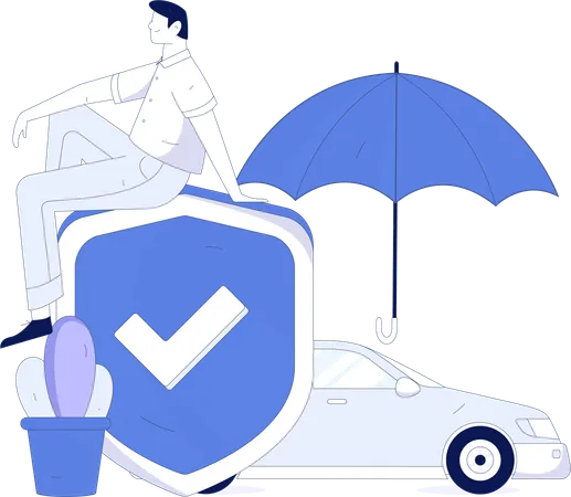 Man feels secure with insurance  Illustration